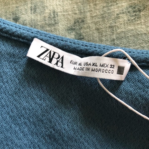 🍾HP🍾Zara Blue Textured Short Sleeve Dress Size XL NWOT - Picture 10 of 11